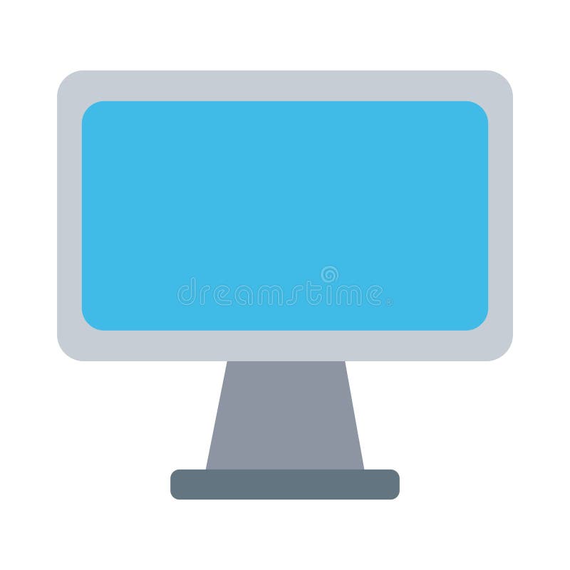 Desktop computer flat style icon stock illustration