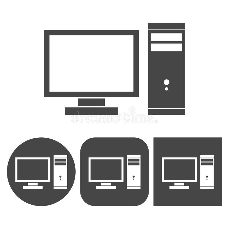 Desktop computer icon - vector icons set vector illustration