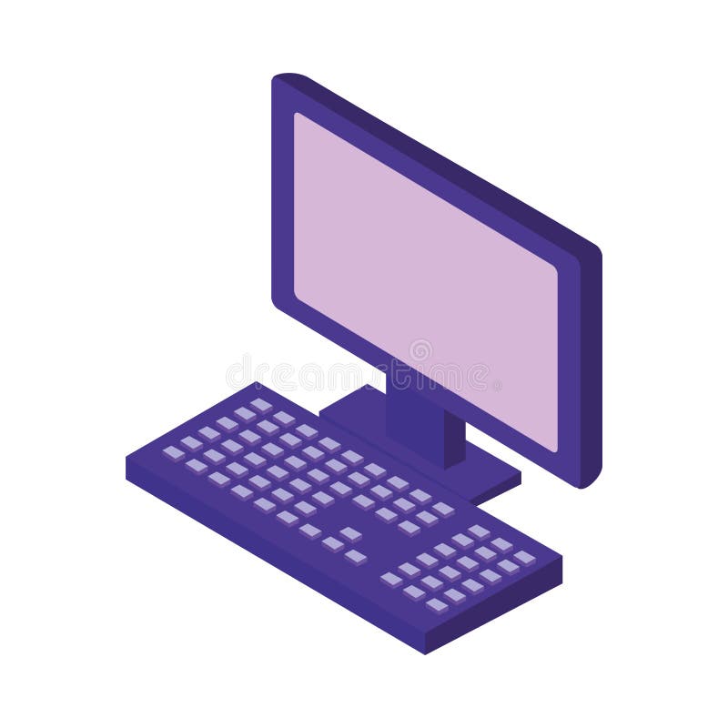 Desktop computer monitor isometric icon royalty free illustration