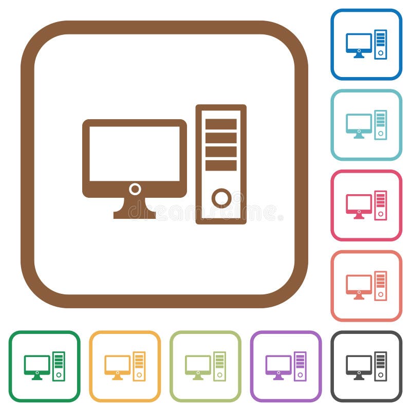 Desktop computer simple icons stock illustration