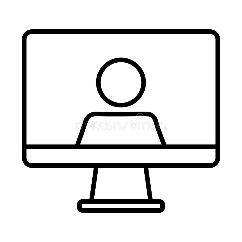 Desktop computer with user line style icon vector illustration design
