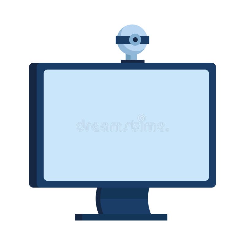Desktop computer with webcam device vector illustration
