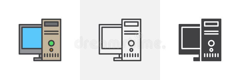 Desktop computer, workstation icon vector illustration
