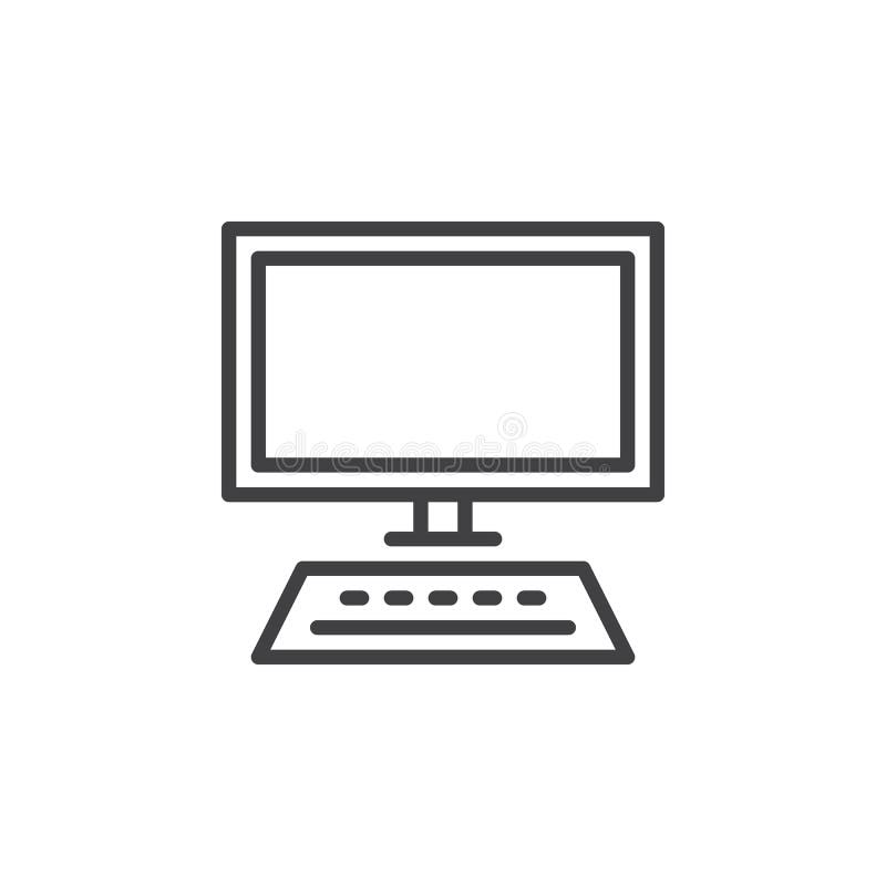 Desktop computer, workstation line icon, outline vector sign, linear style pictogram isolated on white. royalty free illustration