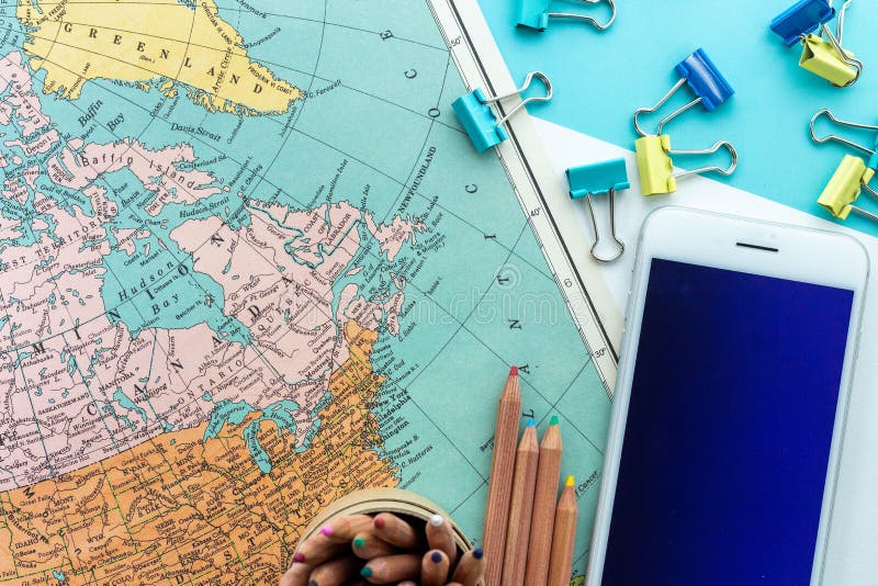 Desktop Design of Map of Canada, Greenland and the North of America