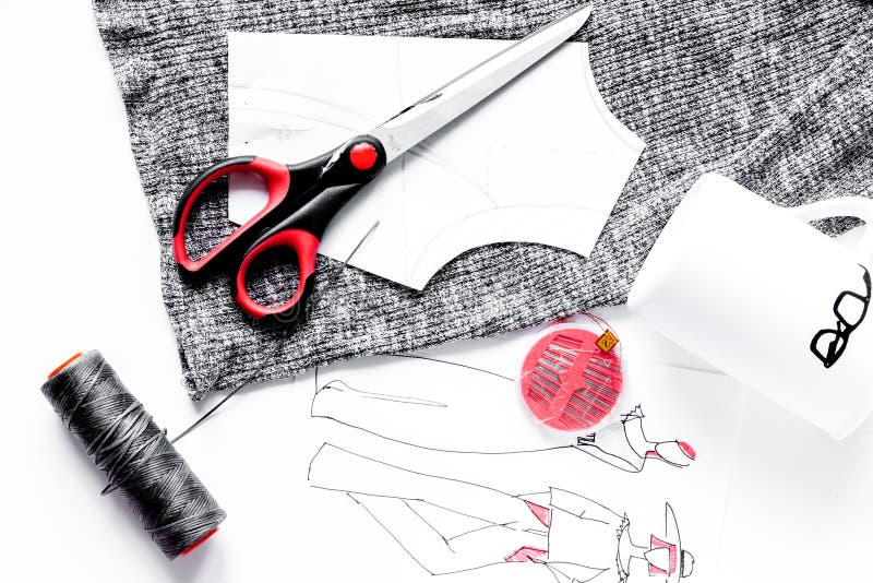 Download Desktop Designer Clothes With Tools Top View Mock Up Stock ...