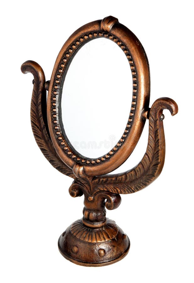 The Desktop Mirror on is White a Background Stock Photo Image of