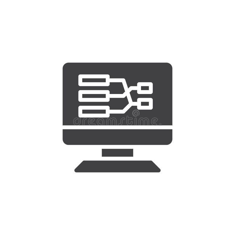 Desktop pc screen with flow chart vector icon royalty free illustration Desktop pc screen with flow chart vector icon royalty free illustration