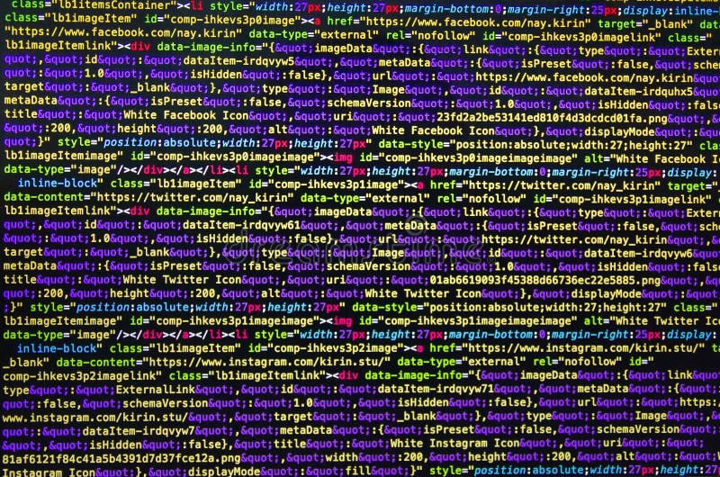 Desktop source code and Wallpaper by Computer language with coding and  programming. Stock Photo