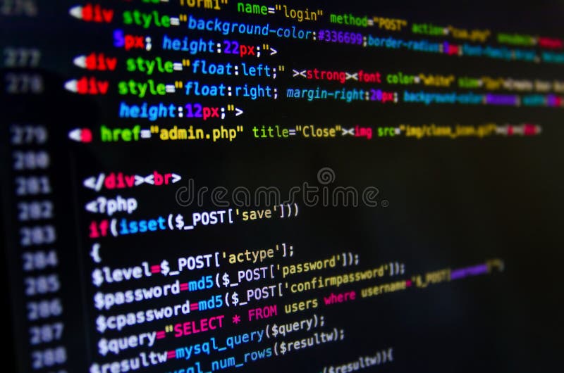 Desktop Source Code and Wallpaper by Computer Language with Coding and  Programming. Stock Photo - Image of application, focus: 124707230