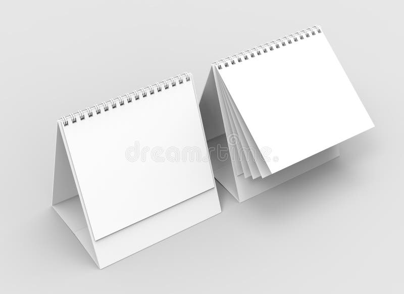 Desktop Spiral Binding Calendar Isolated on Soft Gray Background Stock