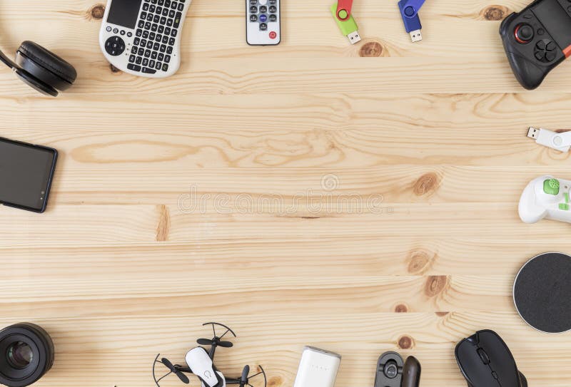 Desktop-View mit technologischen Gadgets lizenzfreie stockfotografie