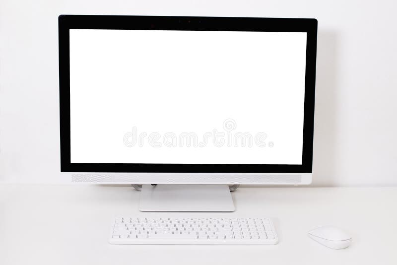 Desktop with whitescreen stock photo. Image of communication 161747096