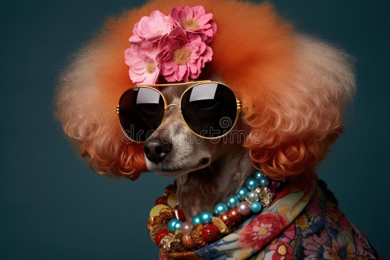 Dazzling Photo stylish glamorous poodle with orange fur. Luxury fluffy dog portrait outdoor. Generate ai AI generated. Dazzling Photo stylish glamorous poodle with orange fur. Luxury fluffy dog portrait outdoor. Generate ai AI generated