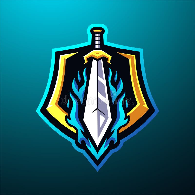 Logotipo de mascote de espada ilustração stock