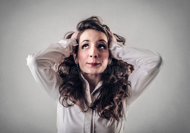 Desperate business woman thinking stock photography Desperate business woman thinking stock photography