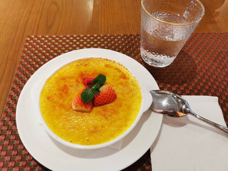 Dessert Caramel Pudding with Fruits Stock Image Image of fruits