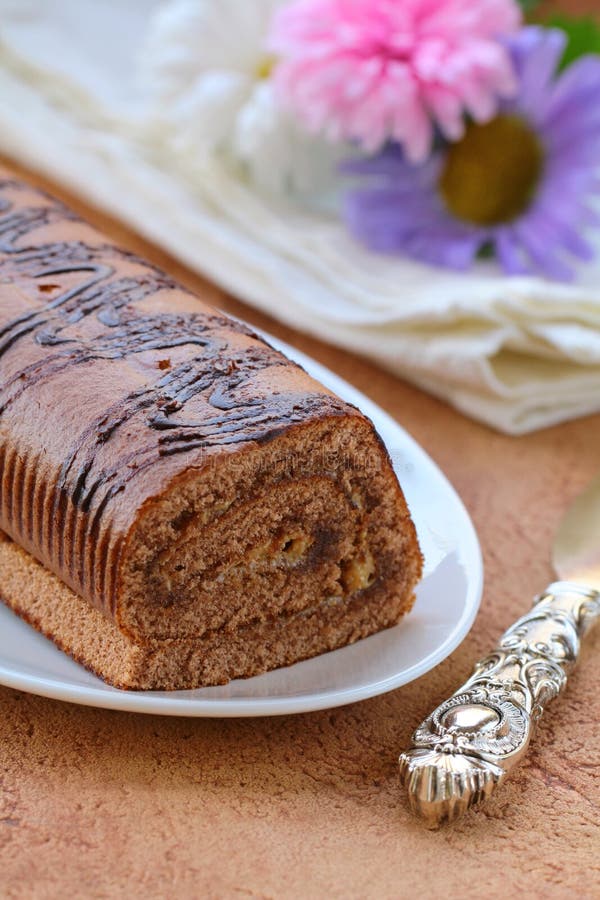 Dessert Chocolate Biscuit Roll Stock Image Image of sweet, detail