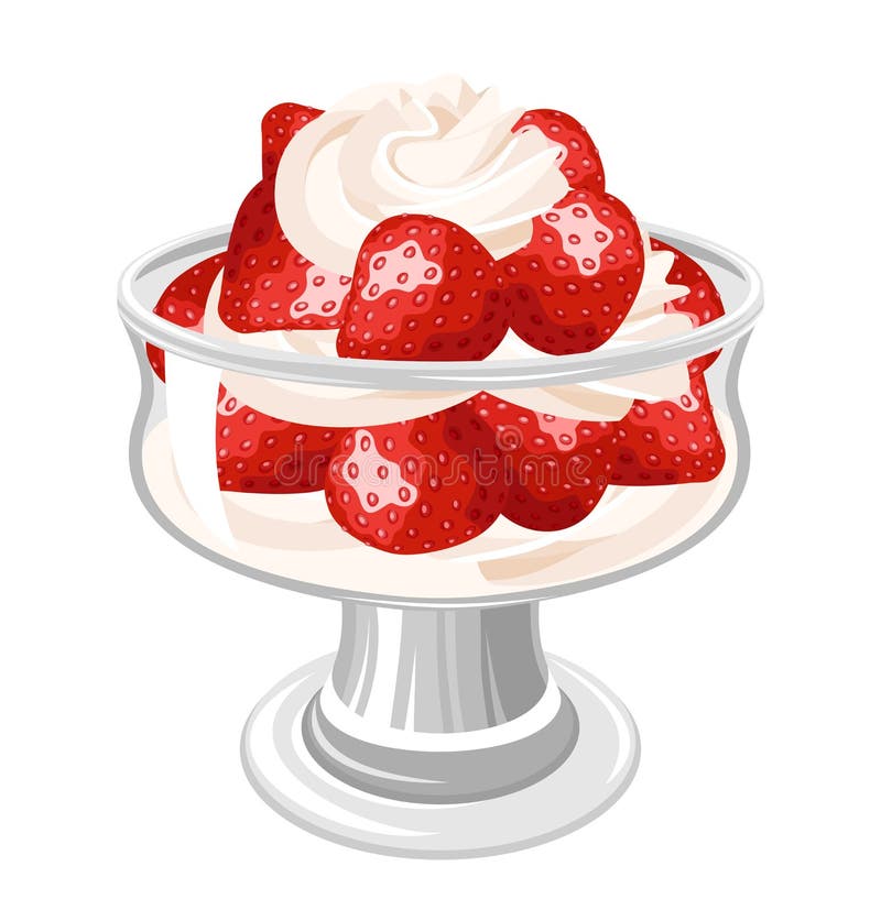Dessert con la fragola e la panna montata. illustrazione di stock