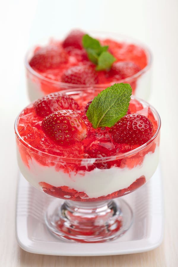 Dessert with fresh strawberries