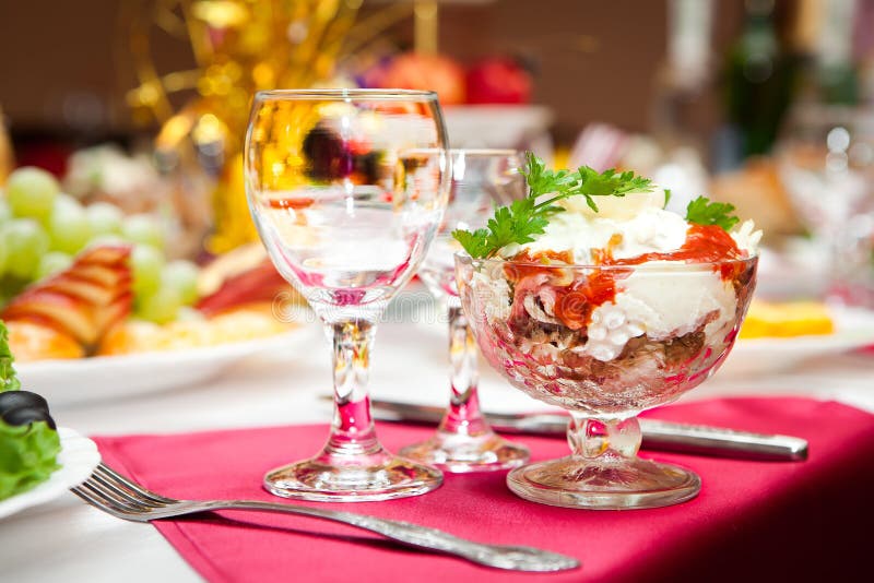 Dessert in a glass salad bowl