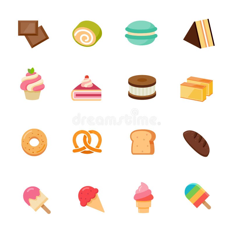 Dessert icon full color flat icon design. stock illustration