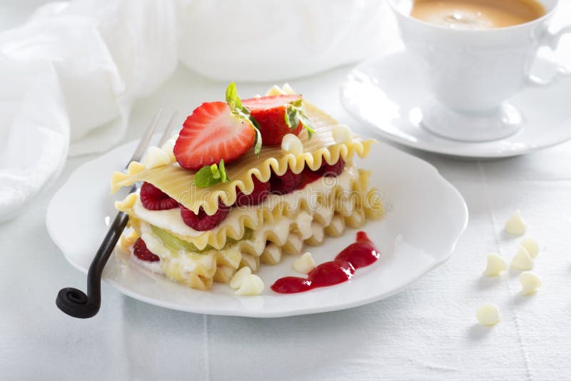 Dessert Lasagna with Berries and Kiwi Stock Image Image of delicious