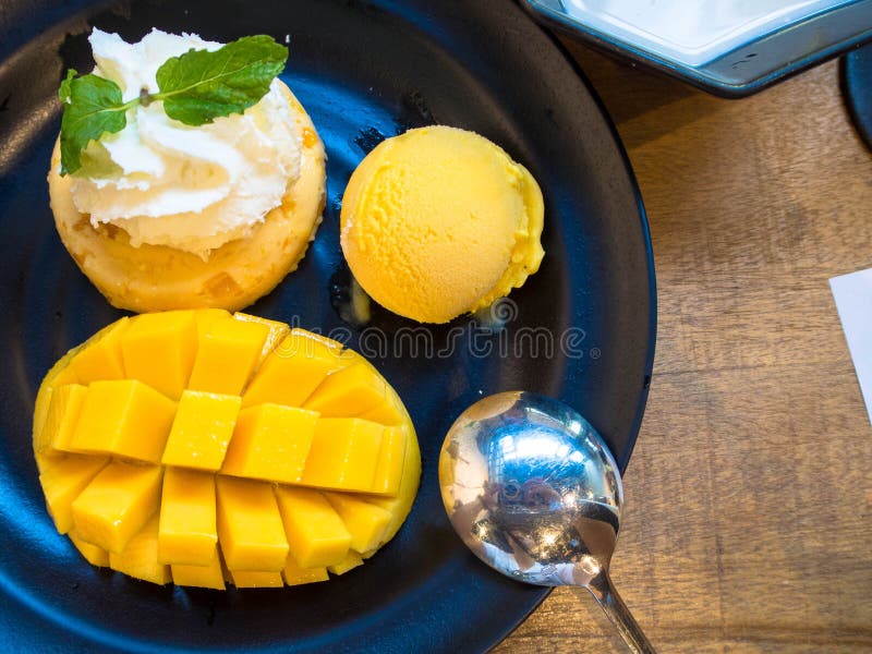 Dessert Made of Barracuda Mango Stock Image - Image of white, tropical ...