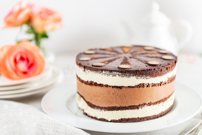 Dessert Menu Belgian Chocolate Layered Gateau Stock Photo Image Of Sponge Birthday