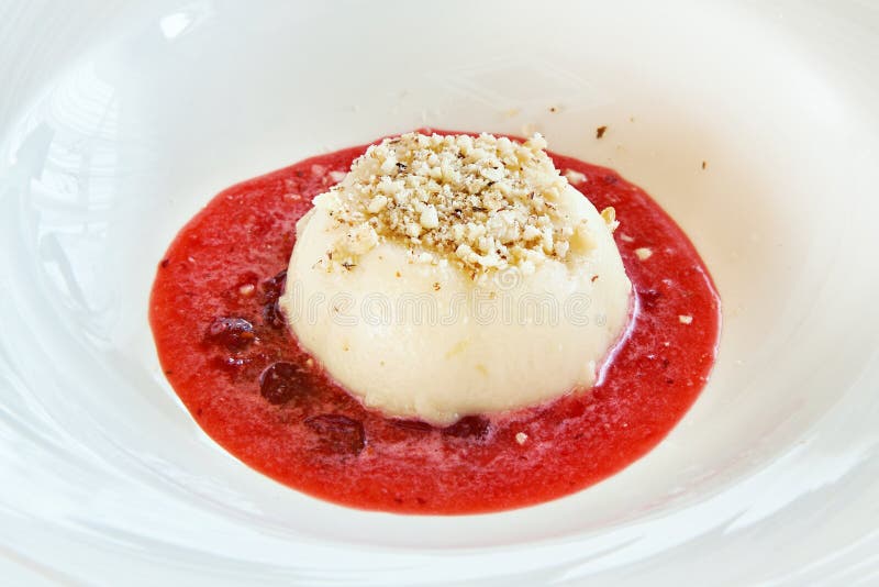 Dessert oatmeal pudding with jam royalty free stock photo Dessert oatmeal pudding with jam royalty free stock photo