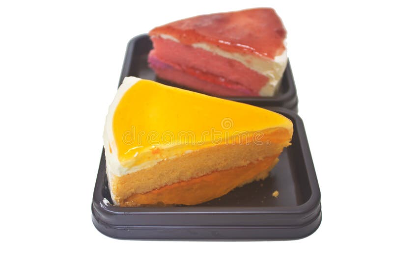 Dessert Orange Cheesecake with Strawberry Cheesecake Stock Image