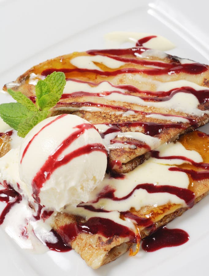 Dessert Pancakes With Ice Cream Stock Image Image of dessert