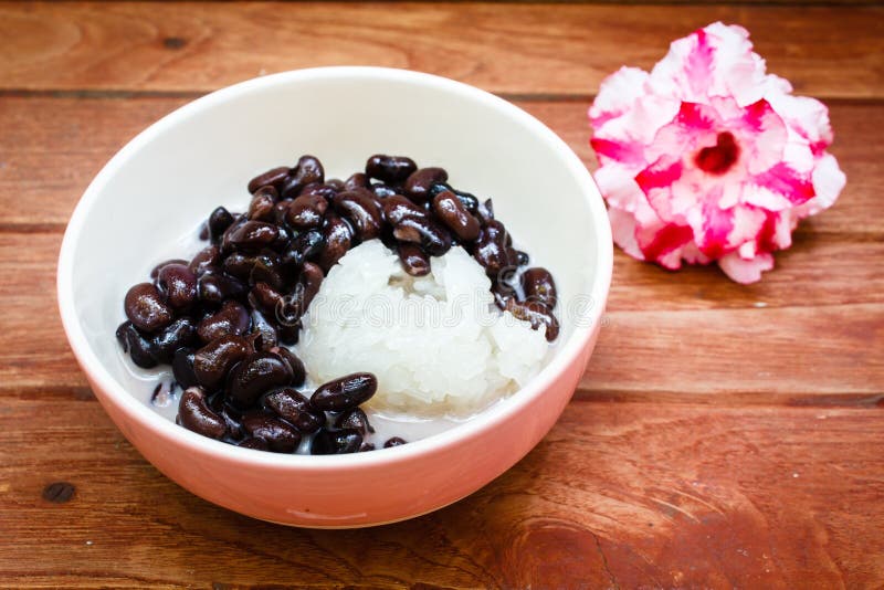 Dessert Sticky Rice Black Beans with Coconut Milk. Stock Image Image