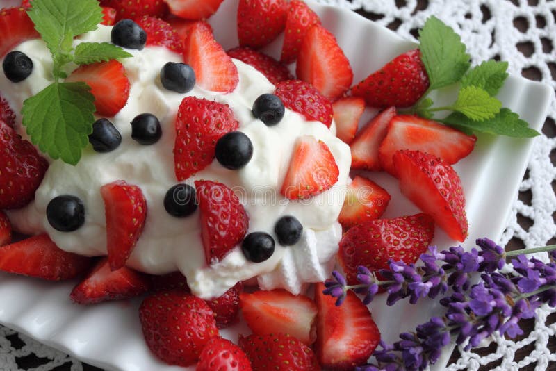 Dessert with strawberries