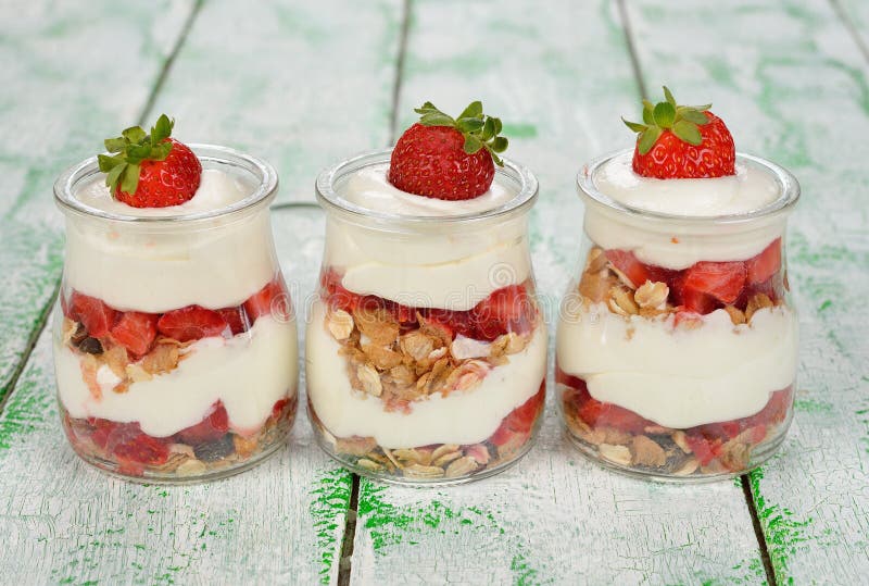 Dessert with Strawberries and Mascarpone Stock Image Image of