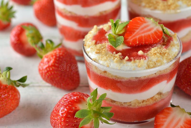 Dessert with Strawberries and Mascarpone Stock Image Image of