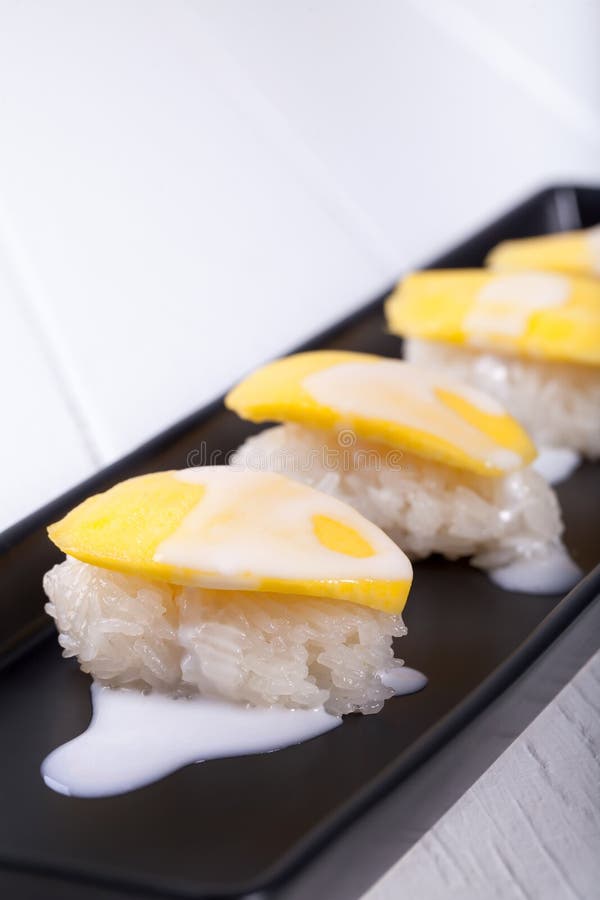 Dessert Sweet Sticky Rice with Mango Coconut Milk Stock Photo Image