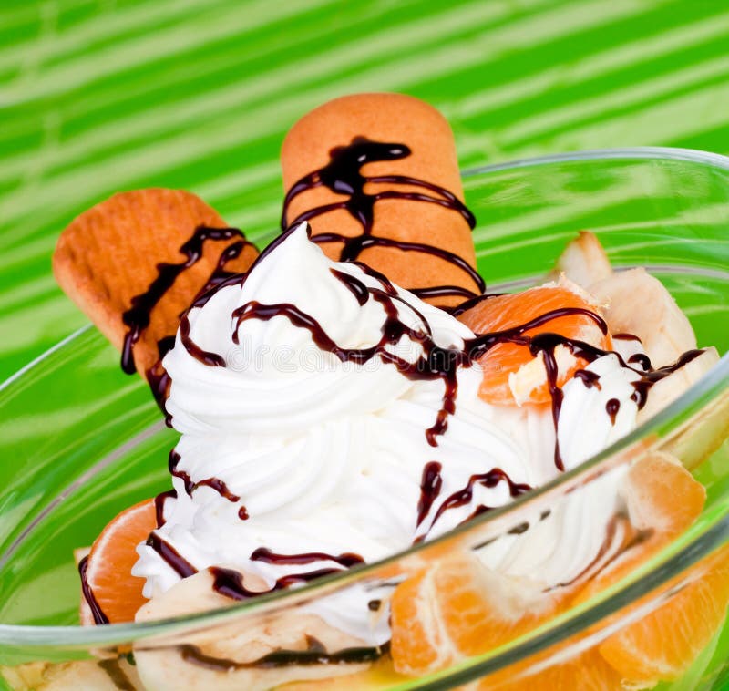 Dessert with whipped cream stock photo. Image of restaurant 13897876