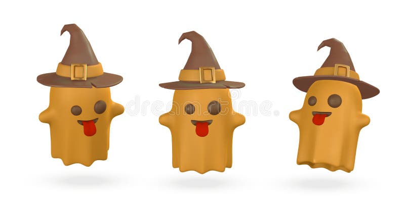 Illustration De Ghost Cute Avec Un Chapeau D'ombre De Chauve