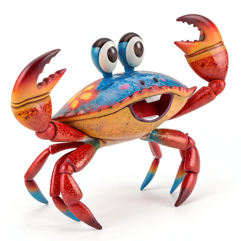 Dessin animé coloré crabe aeurofun caractère océan. Un crabe de dessin animé coloré et ludique avec un design amusant parfait pour les projets océaniques illustrations de plage et enfants.