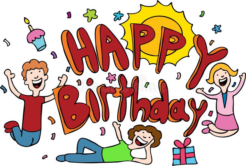 Dessin Joyeux Anniversaire En Couleur Dessin Animé De Joyeux Anniversaire Illustration de Vecteur