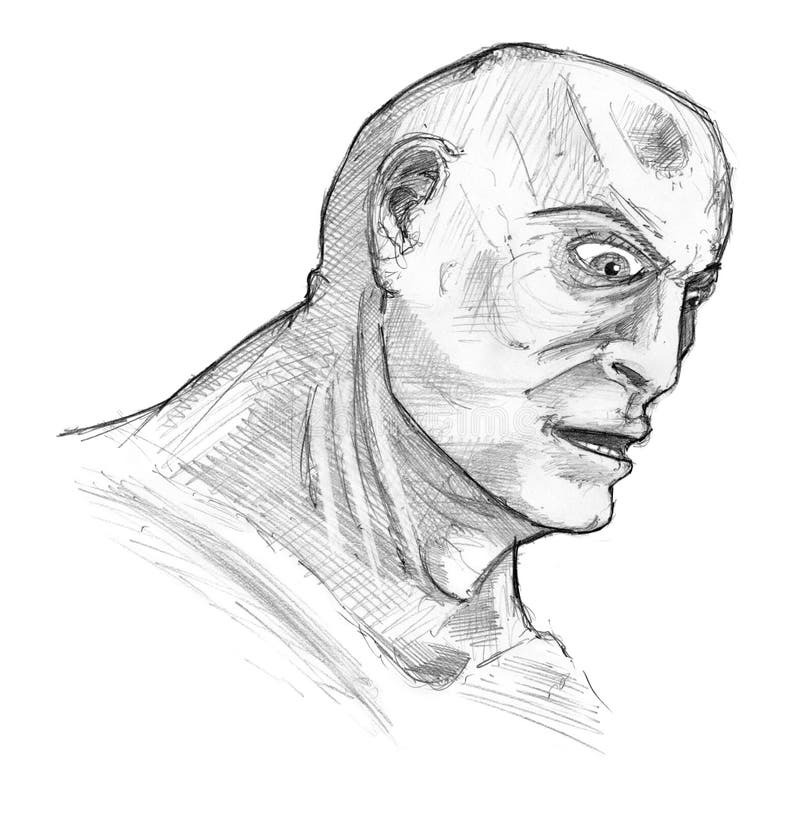 Dessin au crayon noir et blanc grunge de tête et de visage masculins expressifs illustration de vecteur Dessin au crayon noir et blanc grunge de tête et de visage masculins expressifs illustration de vecteur