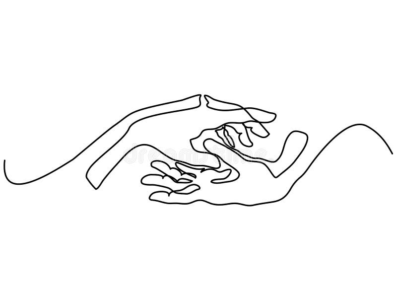 Dessin Au Trait Continu De Tenir Des Mains Ensemble Dessin Au Trait Continu De Tenir Des Mains Ensemble