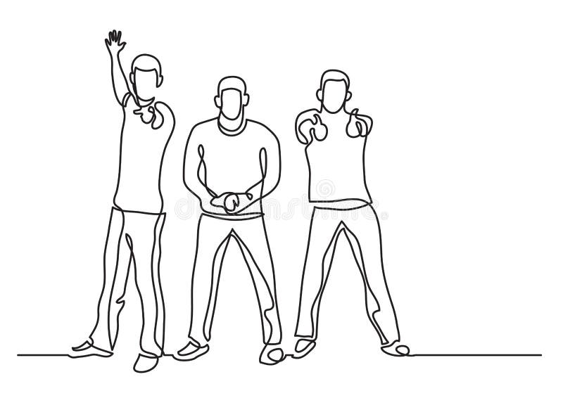Dessin au trait continu de trois types encourageants illustration libre de droits Dessin au trait continu de trois types encourageants illustration libre de droits