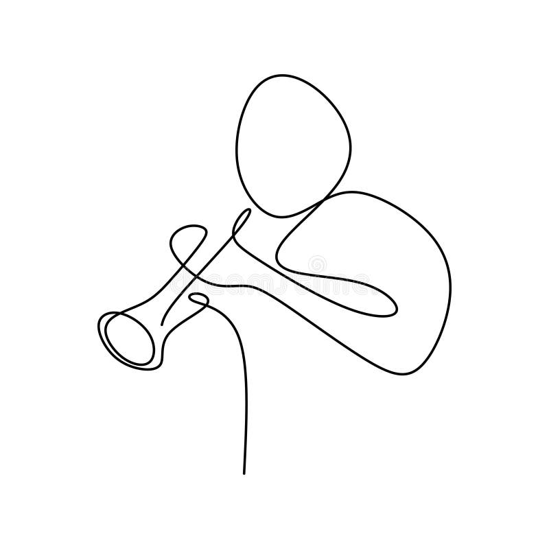 continuous line drawing of jazz musicians playing trumpet music instruments. continuous line drawing of jazz musicians playing trumpet music instruments