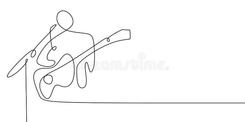 Dessin au trait continu guitariste acoustique illustration libre de droits Dessin au trait continu guitariste acoustique illustration libre de droits