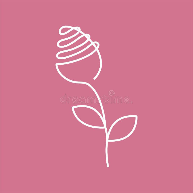 Dessin au trait continu a monté avec la feuille - logo moderne abstrait ou décoration illustration stock Dessin au trait continu a monté avec la feuille - logo moderne abstrait ou décoration illustration stock