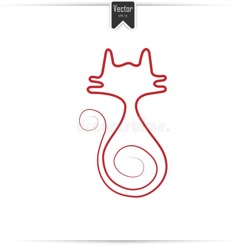 Dessin au trait rouge continu de chat illustration libre de droits Dessin au trait rouge continu de chat illustration libre de droits