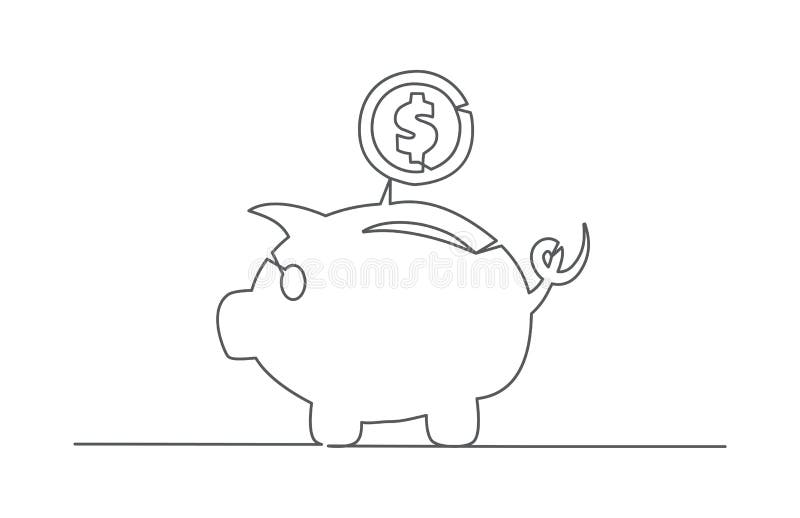 Tirelire Dessin au trait unique illustration libre de droits