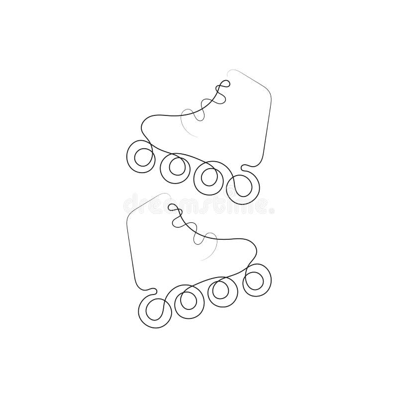 Dessin D'une Ligne De Paire De Chaussures De Patins à Roulettes  Illustration de Vecteur - Illustration du exercice, sportswear: 259864579